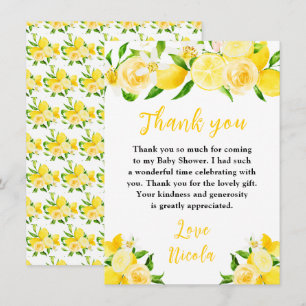 Carte De Remerciements Baby Shower Citrons et Feuillage