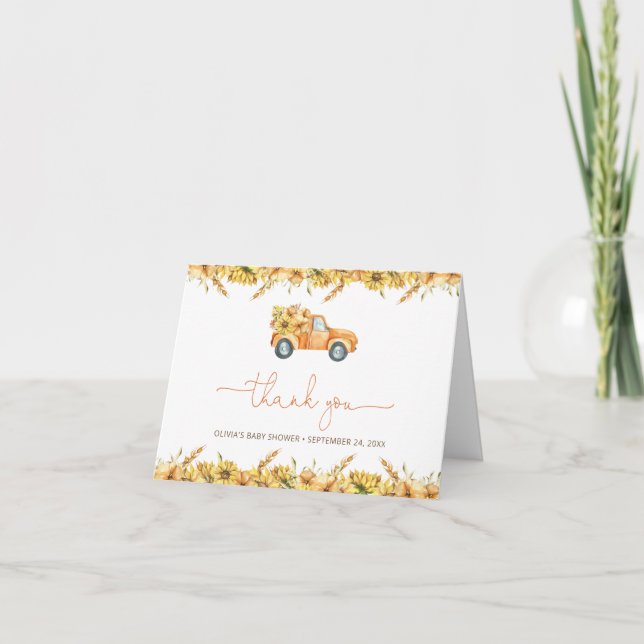 Carte de remerciements Baby shower citrouille (Devant)