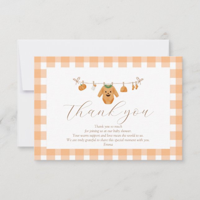 Carte de remerciements Baby shower citrouille (Devant)