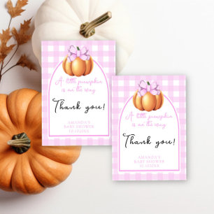 Carte De Remerciements Baby shower citrouille avec nœud rose en arche