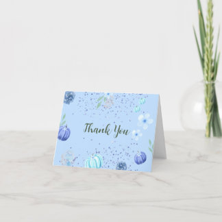 Carte de remerciements Baby shower Citrouille bleu