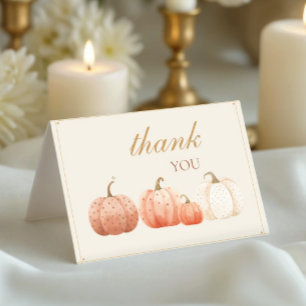 Carte De Remerciements Baby shower Citrouille Boho Fall Polka Dot