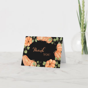 Carte De Remerciements Baby shower Citrouille Chic Black Fall