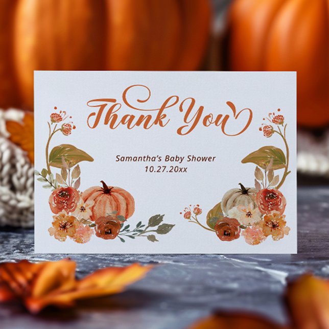 Carte De Remerciements Baby shower Citrouille d'automne (Créateur téléchargé)