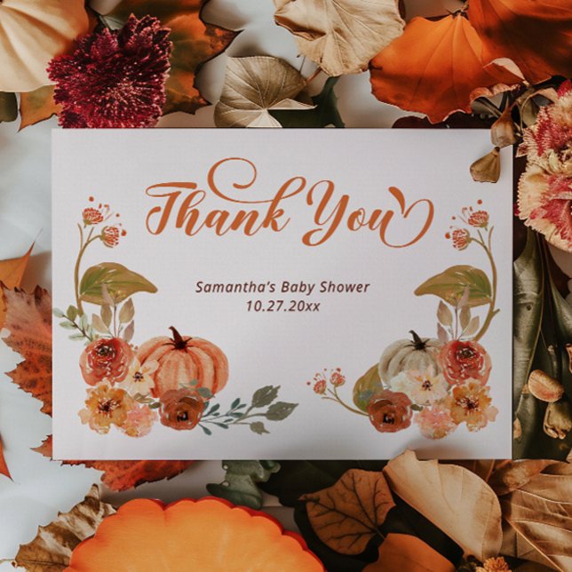 Carte De Remerciements Baby shower Citrouille d'automne (Créateur téléchargé)