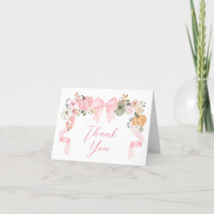Carte De Remerciements Baby shower Citrouille de Bow rose