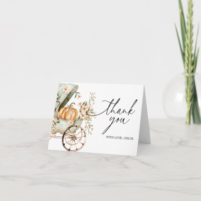 Carte De Remerciements Baby shower Citrouille de Fall Little (Devant)
