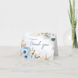 Carte De Remerciements Baby shower Citrouille de la chute du Boho bleu