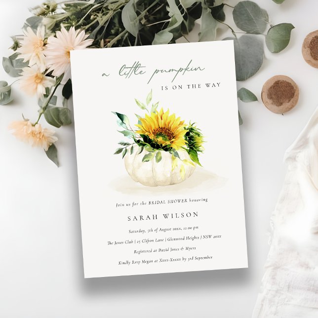 Carte De Remerciements Baby shower Citrouille de tournesol Little Floral  (Créateur téléchargé)