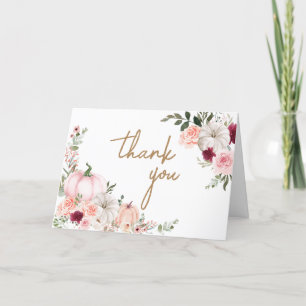 Carte De Remerciements Baby shower Citrouille Fleurs d'automne