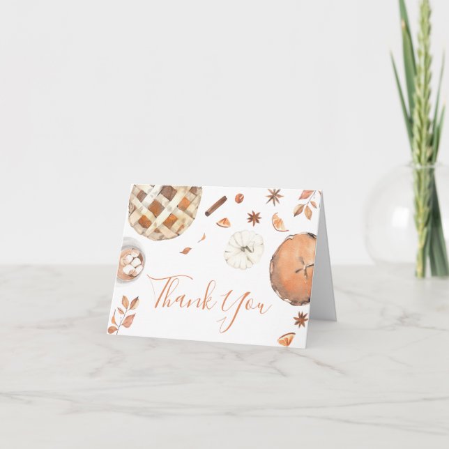 Carte De Remerciements Baby shower Citrouille Little Cutie Pie Fall (Devant)