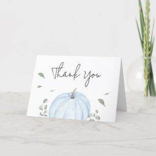Carte De Remerciements Baby shower Citrouille minimaliste bleu