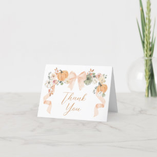 Carte De Remerciements Baby shower Citrouille Orange Bow