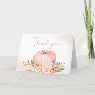 Carte De Remerciements Baby shower Citrouille rose automne