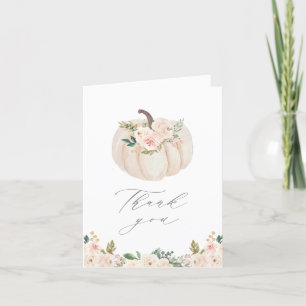 Carte De Remerciements Baby shower Citrouille rose fleuri