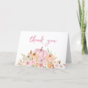Carte De Remerciements Baby shower Citrouille rose floral