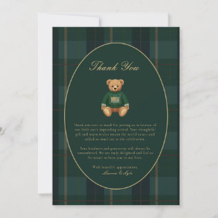 Carte De Remerciements Baby Shower Classique Inspiré de Plaid Foncé Laure