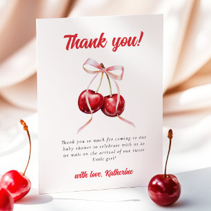 Carte De Remerciements Baby shower Coquette Cherry