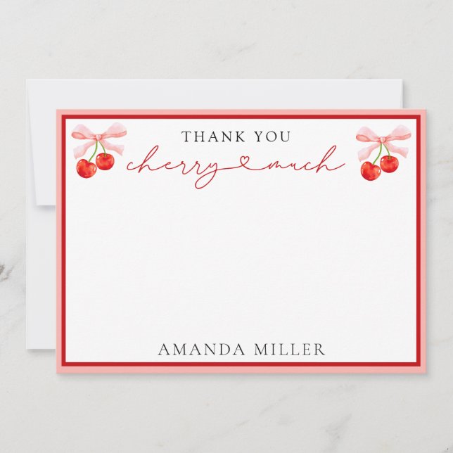 Carte De Remerciements Baby shower Coquette Cherry (Devant)