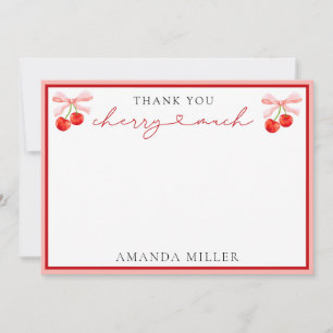 Carte De Remerciements Baby shower Coquette Cherry