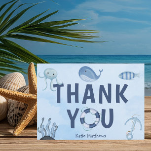 Carte De Remerciements Baby shower côtier des animaux de l'océan