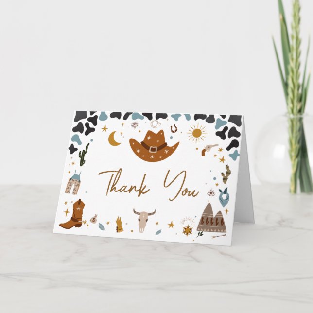 Carte De Remerciements Baby shower Cowboy Wild West (Devant)
