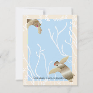 Carte de remerciements baby shower, Crème/Tortue B