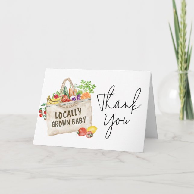 Carte De Remerciements Baby shower cultivé localement (Devant)