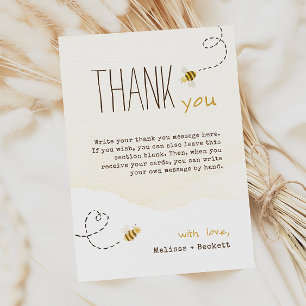 Carte De Remerciements Baby shower d'abeille doux