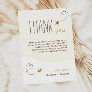 Carte De Remerciements Baby shower d'abeille doux
