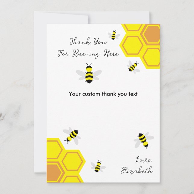 Carte De Remerciements Baby shower d'abeilles (Devant)