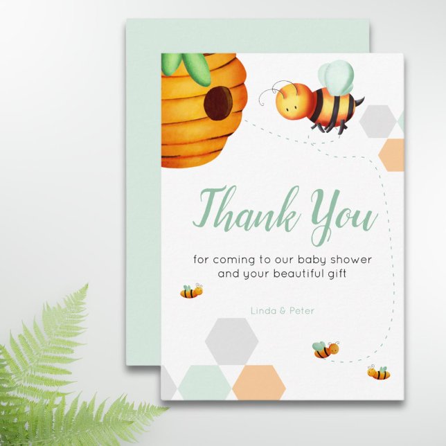 Carte De Remerciements Baby shower d'abeilles (Créateur téléchargé)