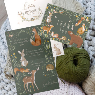 Carte De Remerciements Baby shower d'amis de la forêt