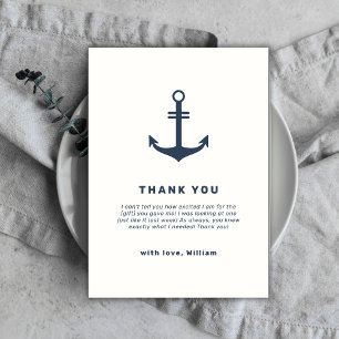 Carte De Remerciements Baby shower d'Ancres nautiques russes bleu marine