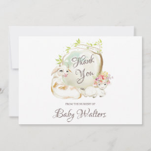 Carte De Remerciements Baby shower d'animal de ferme de crèche