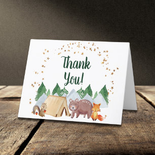 Carte De Remerciements Baby shower d'animaux rustiques en bois
