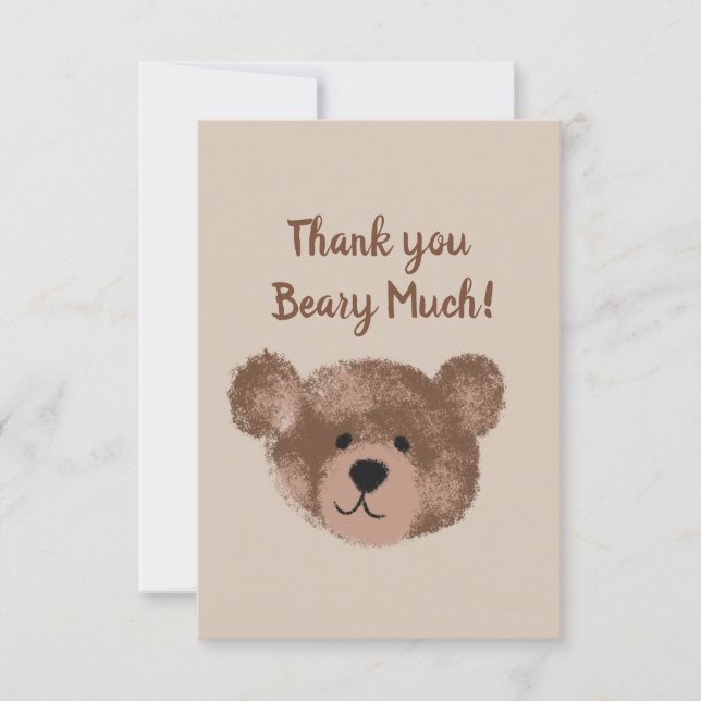 Carte De Remerciements Baby shower d'anniversaire de Teddy Bear (Devant)
