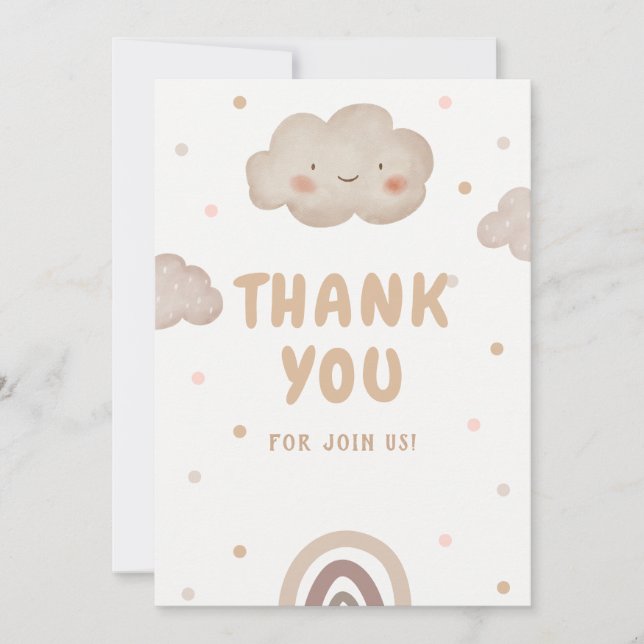 Carte De Remerciements Baby shower d'aquarelle beige (Devant)