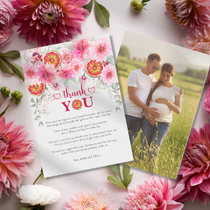 Carte De Remerciements Baby shower d'aquarelle rose Citrus