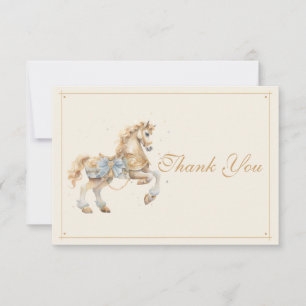 Carte De Remerciements Baby shower d'aquarelle vintage Carousel Horse