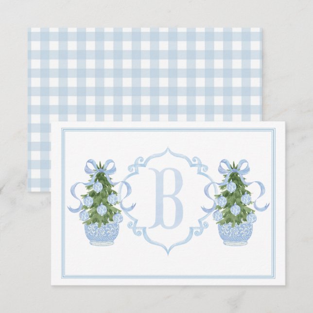 Carte De Remerciements Baby shower d'arbre Preppy Southern Blue Chinoiser (Devant / Derrière)