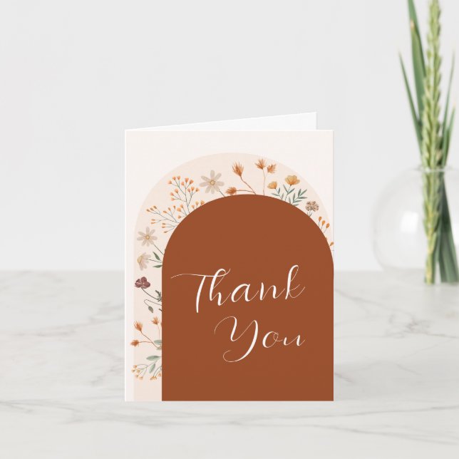 Carte De Remerciements baby shower d'arc Fleur sauvage en terre cuite Fal (Devant)