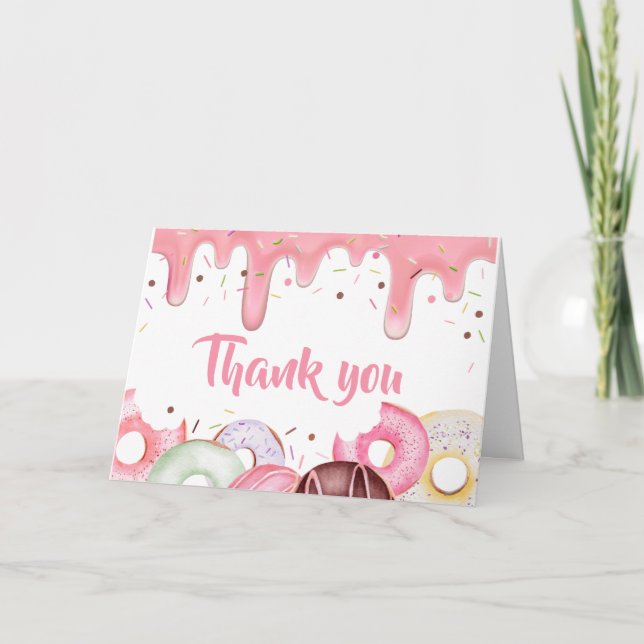 Carte De Remerciements Baby shower d'arrosage des beignes et des plongeur (Devant)