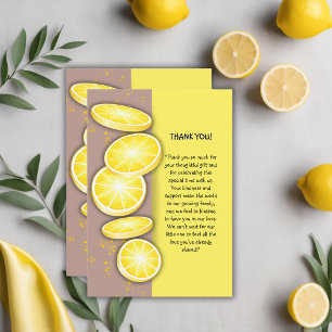Carte De Remerciements Baby shower d'arrosage moderne en tranches de citr