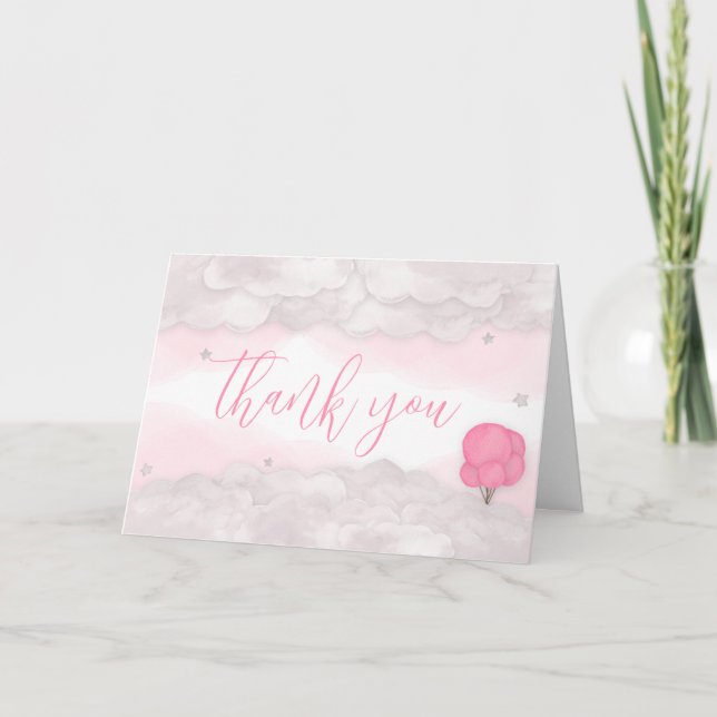 Carte De Remerciements Baby shower d'attente rose (Devant)