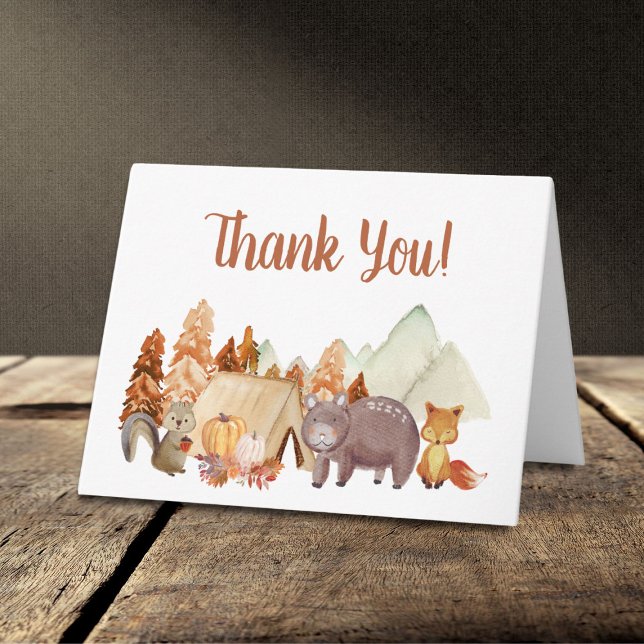 Carte De Remerciements Baby shower d'automne des animaux des bois (Créateur téléchargé)