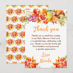 Carte De Remerciements Baby Shower d'Automne et de Récolte