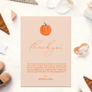 Carte De Remerciements Baby shower d'automne neutre pour le petit Citroui