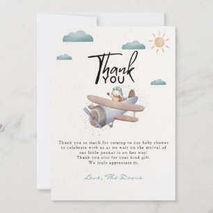Carte De Remerciements Baby shower d'avion