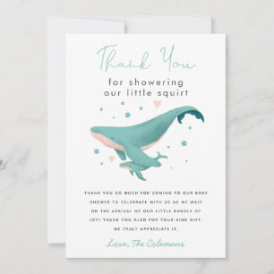 Carte De Remerciements Baby shower de baleine Little Squirt